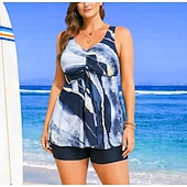 Недорогие Серфинг Танкини и Бикини-Жен. Купальный костюм 2 предм. Swimsuits тропический Ультралегкий (UL) Утягивание живота Эластичный Без рукавов Купальники Серфинг Для погружения с трубкой Лето