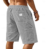 cheap Casual Shorts-Men's Shorts Summer Shorts Casual Shorts Corduroy Shorts Pocket Elastic Waist Plain Comfort Breathable Knee Length Daily Outdoor Streetwear Vacation Fashion Blue Black Micro-elastic