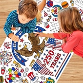 Недорогие 250-летие США-Раскраска к 250-летию США, размер 31*72 дюйма, тематическая раскраска к 250-летию для класса, дня рождения, вечеринки в честь Дня независимости Америки, универсальное использование в качестве настенного декора или скатерти.