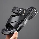 economico Infradito da Vacanza-sandali da uomo marroni con cinturini incrociati, comodi e resistenti, perfetti per i golfisti e le attività estive all'aperto