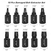 levne sada vrtáků-10dílná sada vytahovačů závitů pro vysoké zatížení – snadno odstraňují poškozené, stržené nebo zlomené šrouby, šestihranné šrouby &amp;spojovací prvky, vysoce pevná konstrukce pro dlouhou životnost