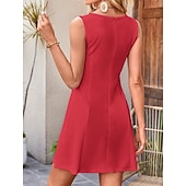 preiswerte Einfaches Kleid-Damen Minikleid Sommerkleid Lässig Täglich Normale Passform Einfach Ärmellos Rundhalsausschnitt Weiß Rosa Rote Grün Sommer Frühling