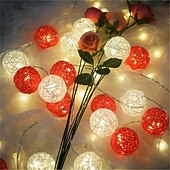 billige Batteridrevet-4 cm sfærisk flettet eventyrlyslenke 10/20LED batteridrevne innendørs fe-lamper er til jul, bryllup, valentinsdag, fest, hjem, hage, balkonger, verandaer og vindusutstillinger