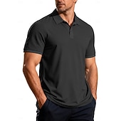 tanie Męska klasyczna koszulka polo-Męskie Koszula golfowa Koszulka polo z dzianiny waflowej Codzienny Biznes Klasyczny Krótki rękaw Moda Nowoczesny Jednokolorowe Guziki Lato Wiosna Wiosna i lato Regularny Czarny Biały Żółty Wino