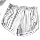 cheap Hot Shorts-Women's Active Shorts Fashion Streetwear Casual Short Medium Waist Plain Elastic Waistband Comfy Breathable High Elasticity Daily Outdoor Vacation Light Sky Blue Navy Black Silvery Summer Spring