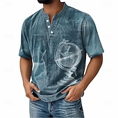 baratos Vintage e retrô-Homens Vintage Camiseta Camisa Henley Manga Curta Vintage Designer Retro Vintage Casual Diário Rua Primavera Verão Verão Primavera Rosa Azul Marinha Roxo cáqui Henley Camiseta Henley