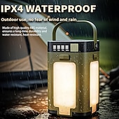 levne Svítilny-Přenosná solární LED kempingová lucerna, vodotěsná, IPX4, dobíjecí, se solárním nabíjením 2000 mAh &amp;LED indikátor napájení svítilna s 6 režimy přenosná svítilna stanová světla pro kempování a