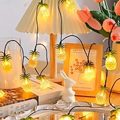abordables Funciona con energía solar-Guirnalda de luces solares con forma de piña, 30 LED, luces tropicales de verano de 4,5 m, ideal para patios, familias, bodas, dormitorios, cumpleaños y decoración de jardines tropicales hawaianos.