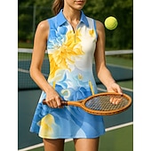 economico Abbigliamento Tennis da donna-Per donna Floreale Abito da tennis Abito sportivo Senza Maniche Stampato Traspirante Tennis Golf Badminton Colletto Polo Collo con zip Vestito Rosa Blu Viola Abbigliamento da tennis