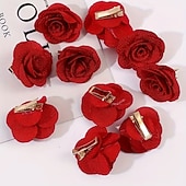 economico Regali-Set da 20 fermagli per capelli da donna a forma di rosa in tessuto rosso, ideali per San Valentino, feste, riunioni, matrimoni e per l'uso quotidiano.