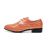 economico Scarpe Derby-scarpe eleganti da uomo con stampa coccodrillo gialla, design in similpelle con lacci, stile lussuoso e distintivo, adatte per eventi formali e occasioni speciali