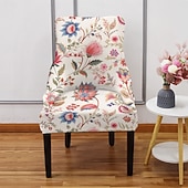 billige Ørelappstol-trekk-Trekk til stol med vingerygg, stripete planter, geometrisk trykt, polyester stretchtrekk, ett stykke ryggstøtte, armlener, stoltrekk til spisestuestol, servantstol, fritidsstol, krakk