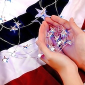  Luzes decorativas comemorativas do bicentenário dos Estados Unidos, cordão de luzes patrióticas de 3 metros para o Dia dos Veteranos, adequadas para decoração de interiores e festas comemorativas