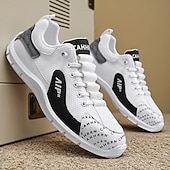 baratos Tênis Casuais-Tênis masculino em mesh e couro sintético – calçado de corrida de alto desempenho para aventuras ao ar livre e atividades físicas.