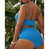 baratos Surfistas Tankinis &amp; Bikinis-Mulheres Padrão Tankinis e biquínis para surfe Roupa de banho 2 Peças Cor Sólida Sem costas Proteção UV Elástico Sem Manga Roupa de Banho Surfe Mergulho Natação Verão