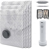 baratos armazenamento de bagagem e viagem-Conjunto de sacos de compressão a vácuo sem fio para viagem com bomba recarregável, cinza, reutilizáveis, transparentes, para organizar roupas, ideal para bagagem, armário e malas de viagem.