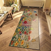 economico Tappeti corridoio-tappeto da corridoio floreale con design colorato di fiori e farfalle, lungo e decorativo, per l'ingresso di casa