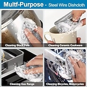 abordables Nettoyage de la cuisine-Lot de 24 torchons en fil d'acier multi-usages anti-rayures - chiffons à récurer réutilisables, à séchage rapide et sans odeur pour la vaisselle, le nettoyage des ustensiles de cuisine, des éviers et