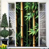 cheap Garage &amp; Door Banners-Realistic 3D Green Bamboo Doorway Curtain Japanese Zen Style Hanging Banner Privacy Screen for Home Office Studio Decor