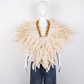 billiga Tillbehör-Karneval 2026 Rio Karneval Samba Tillbehör Kvinnors Mardi Gras Fjäder Cape Själ Lila Grön Guld Fjäder Poncho med Juvelkrage Brasilien Festival Prestandakostym
