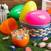 cheap Novelty Toys-18/30 Pcs Large Plastic Easter Eggs, 4.8 Inch Colorful Jumbo Fillable Eggs for Easter Egg Hunt, Easter Basket Stuffers, Basket Fillers, Party Favors, Classroom Prizes, Treat Candy Containers