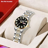 billiga Kvartsklockor-Klassisk Damklocka Original Kvarts Klocka Rhinestone Urskiva Luminös Datum och Kalenderfunktion Trendig Moderiktiga Affärsluxusklocka Bästa Val för Födelsedagspresent Mors Dag