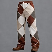 abordables pantalon habillé imprimé en 3D pour homme-Homme Bloc de Couleur Patchwork Argyle Pantalons Dress Pants works Pantalons de Costume Taille Moyenne Occasionnel Extérieur Tenue Quotidienne Pantalon habillé coupe décontractée à devant plat avec