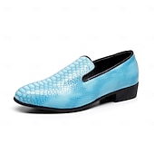 Χαμηλού Κόστους Μπαλαρίνες-Ανδρικά μπλε μοκασίνια με ανάγλυφο κροκόδειλο, slip-on σχέδιο από συνθετικό δέρμα, κομψό μοντέρνο στυλ, ιδανικά για κομψούς άνδρες σε πάρτι και ειδικές περιστάσεις