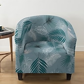 cheap Armchair Cover &amp; Armless Chair Cover-1 Pc Club Chair Cover Striped Plant and Geometric Printed Polyester Slipcover for Single Seat Chair Living Room Bedroom Home Office
