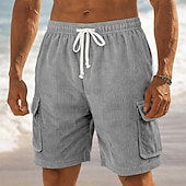 economico Pantaloncini casual-Per uomo Shorts Pantaloncini casual Pantaloncini di velluto a coste Tasca Elastico in vita Semplice Comodità Traspirante Corto All'aperto Vacanza Abbigliamento quotidiano Moda Streetwear Blu Nero