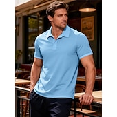 tanie Męska klasyczna koszulka polo-Męskie Koszula golfowa Koszulka polo z dzianiny waflowej Codzienny Biznes Klasyczny Krótki rękaw Moda Nowoczesny Jednokolorowe Guziki Lato Wiosna Wiosna i lato Regularny Czarny Biały Żółty Wino