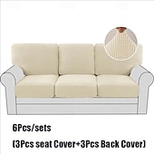 abordables Funda para asientos y reposabrazos de sofá-Juego de fundas de cojín de sofá elásticas de lujo minimalistas, funda completa, funda de sofá elástica antideslizante para sofá de 2/3 plazas