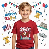  100% Cotton Kids Boys' Blue Black White Graphic Eagle 250th Anniversary T shirt Blouse Crew Neck Short Sleeve Outdoor Dailywear Fashion Streetwear Designer Printing Summer