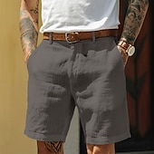 economico Attività commerciale-Per uomo Shorts Shorts di Lino Shorts eleganti Pantaloncini Estivi Cerniera Tasca Tinta unita Comodità Traspirante Lunghezza al ginocchio Quotidiano Abbigliamento casual alla moda Affari Moda Casual