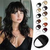 halpa Otsahiukset-klipsiomainen otsatukka, luonnollinen feikkiotsatukka, mustanruskea ranskalainen otsatukka, otsatukka ohimoilla, naisten hiuslisäkkeet klipsiomainen otsatukka, hiustenpidennykset, kaareva otsatukka
