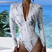 abordables Rash Guards de Una Pieza-Mujer Traje de baño Anti UV Impreso Protección solar UV UPF50+ Secado rápido Manga Larga Bañadores Traje de baño Surf Playa Deportes acuáticos Verano