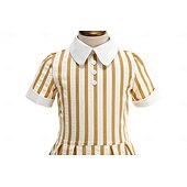 preiswerte Kleider-Vintage inspiriert Midlänge A-Linie Kleid Swing-Kleid Kurze Ärmel Gestreift A-Linie Kostüm Mädchen Kindertag Maskerade Urlaub Alltagskleidung Kinder Kleid Abschlussballkleider Frühling &amp; Sommer
