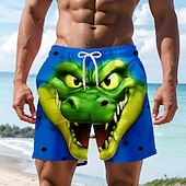  Homens Desenho Animado Crocodilo Engraçado Calção Justo de Natação Shorts de Natação Bermuda de Surf Cintura Média Havaiana férias na praia Bolsos laterais Forro de malha Cintura elástica com cordão