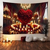 preiswerte Wandteppiche-Valentinstag Tapisserie Banner Decke Herz Romantisch 3D Schlafzimmer Wohnzimmer Wohnheim Jugendzimmer Studentenwohnheim Wandveranda Wohndeko