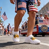 levne Pánské boty-Hlavní město USA 250. výročí Pánské patriotické grafické tenisky - lehké prodyšné slip-on volnočasové boty chůze s potiskem americké vlajky pro průvody cestování streetwear a každodenní použití
