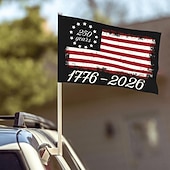 abordables États-Unis 250.-Paquet de 2 drapeaux du 250ème anniversaire des USA - Drapeau de fenêtre de voiture des États-Unis