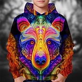 tanie Wizja 3D i geometria chłopca-Halloween Dla chłopców 3D Graficzny Bluza z Kapturem Długi rękaw Wiosna Jesień Moda Moda miejska Dzieci 4-12 lat Kaptur Na zewnątrz Codzienny Regularny