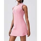 levne Dámské šaty-Dámské Jednobarevné Tenisové šaty Sportovní šaty Bez rukávů Zapni Kapsy Odvod vlhkosti Prodyšné Tenis Běh Zdatnost Šaty Bílá Růžová Modrá Oblečení na tenis