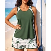  نسائي تانكيني مكشكش ثوب السباحة قطعتين ورد حماية UV مطاط بدون كم ملابس السباحة تزلج على الماء غوص سباحة الصيف