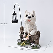 economico Illuminazione vialetto-1 pezzo di luce solare impermeabile per esterni a forma di cane, decorazione per giardino, prato, vialetto, luce solare da giardino in resina a forma di cucciolo, illuminazione d'accento per