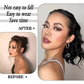 tanie Kucyki-Przedłużanie kucyka - 12-calowe przedłużki z włosów w kucyk ze ściągaczem dla kobiet, syntetyczne, kręcone, falowane, sztuczne kucyki, do codziennego użytku na imprezach (mieszany brąz) 12 cali