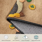 abordables Felpudo-St Patrick's Day Doormat 2D Flat Print Design Featuring Gnome with Pot of Gold and Shamrocks on Sparkling Green Background