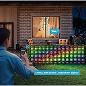 Luces de red para exteriores, funciones RGB y de bricolaje, luces de red inteligentes con 64 modos para decoración de patios con arbustos, impermeables para exteriores