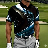 abordables Polo de golf para hombre-Hombre Geométrico Golf Camisetas polo deportivas Camisas de polo Camisas con cuello Casual Ropa Deportiva Botones Verano Primavera Azul Piscina Morado Verde Trébol