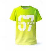 cheap Boy's 3D Funny Humor-Unisex Boys' 3D Graphic Color Gradient Funny Slang 67 T shirt Tee Short Sleeve 3D Print Summer Spring Sports Fashion Streetwear Kids 4-12 Years Crew Neck Casual Daily Outdoor Regular Fit